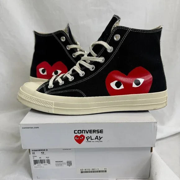 Converse x Comme des Garçons PLAY Chuck Taylor All Star High Top Black SZ 11 - Picture 3 of 12